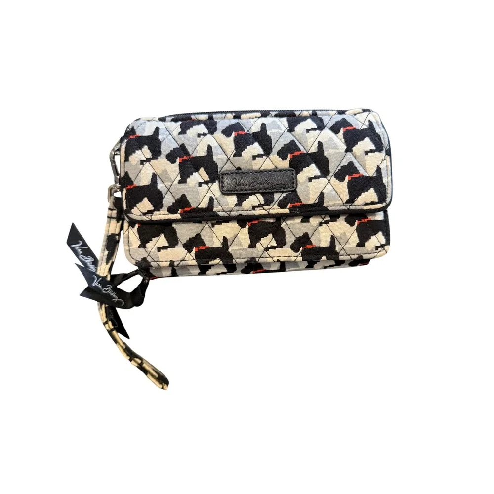 Vera Bradley Playful Scottie All In One Crossbody Wallet Wristlet Dog Print‎